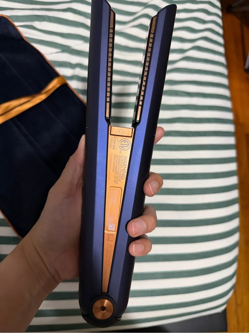 Dyson Navy Blue and Rose Gold Hair Straightener with Case